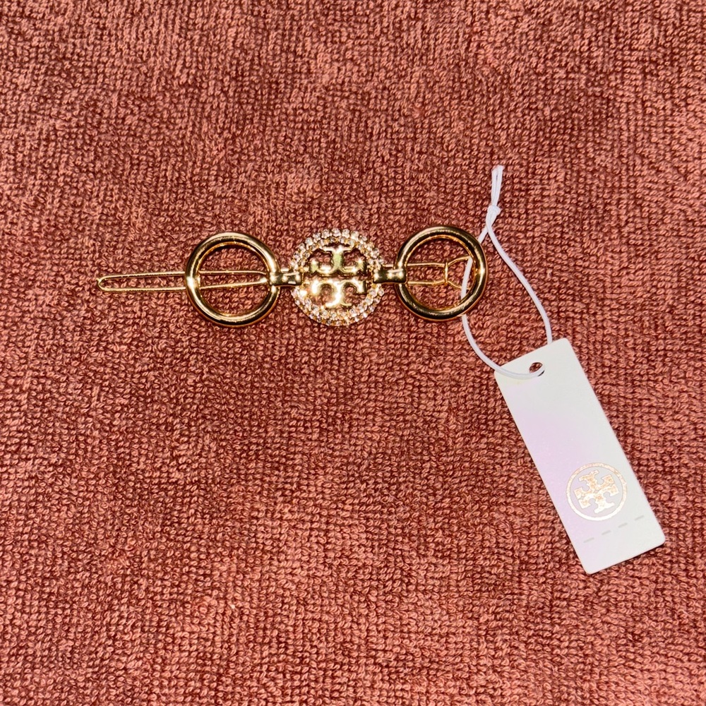 Tory Burch Gold-Tone Logo Horsebit Barrette - Gold